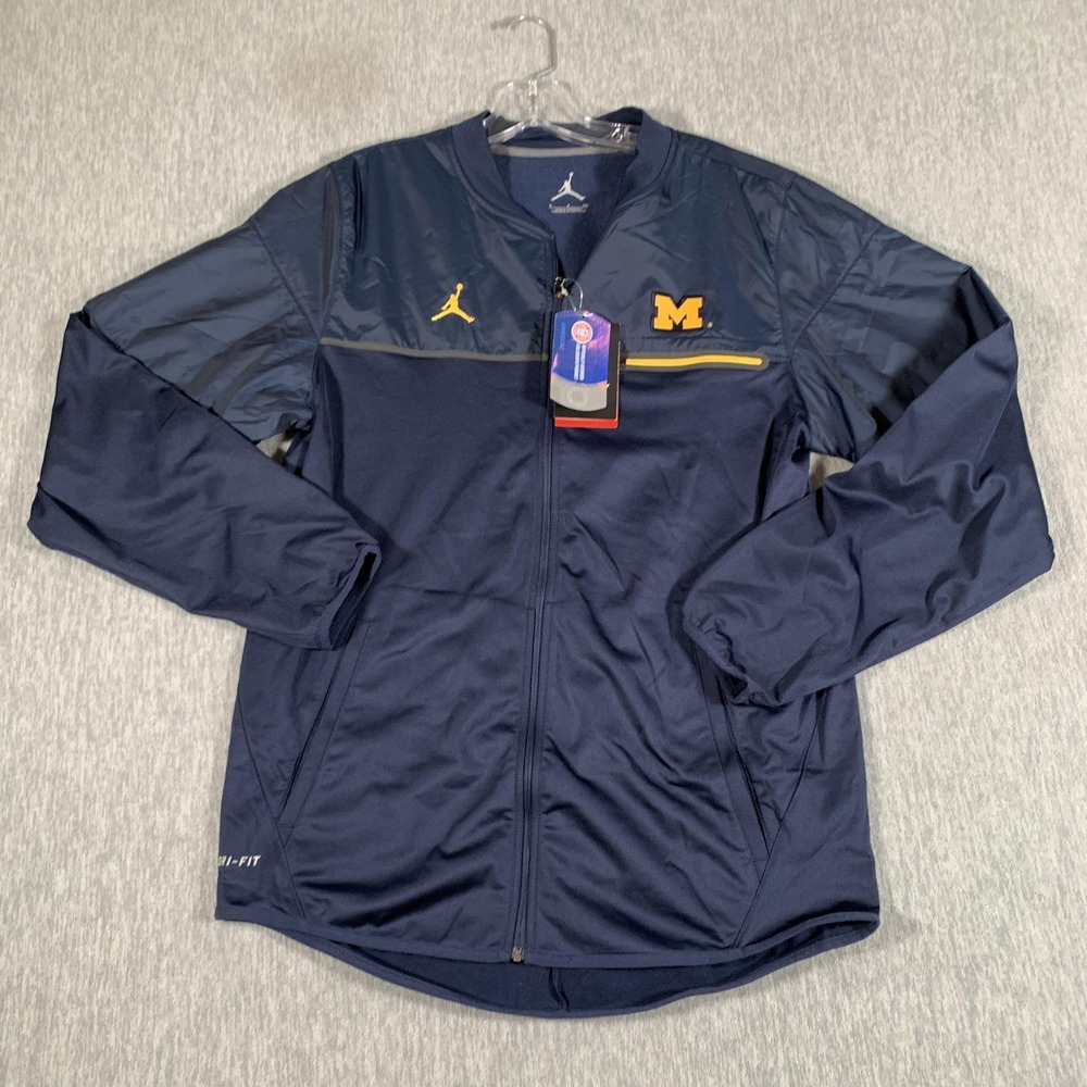 Michigan Wolverines Jacket Mens Small NCAA Basketball Full Zip Jordan Dri Fit